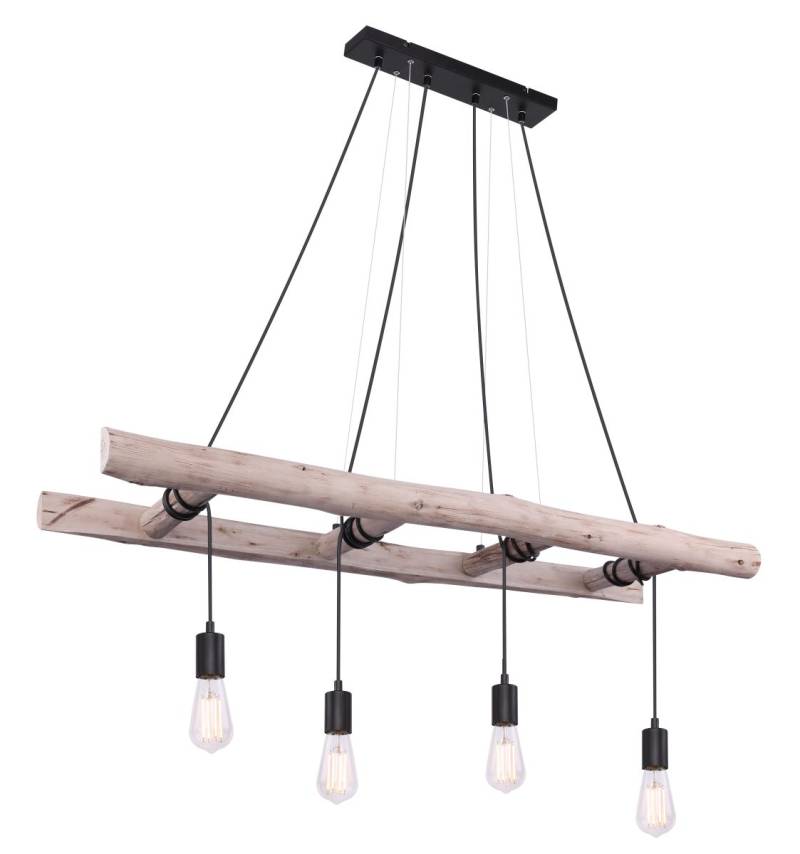 Globo Irmgard Hängeleuchte natur, schwarz 4x E27 dimmbar 115x30x192cm von GLOBO Lighting