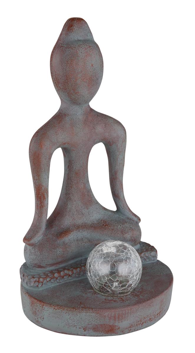 Globo Solarleuchte Buddha sitzend mit Kugel Kunststoff bronzefarben, 1xLED von GLOBO Lighting