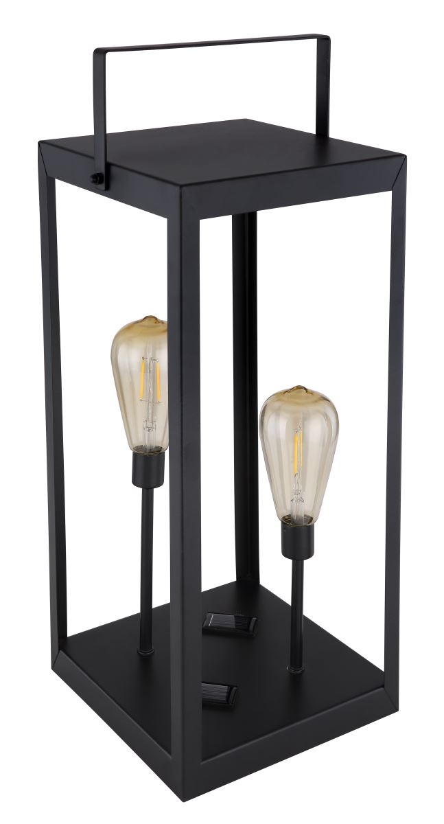 LED Solar Laterne mit 2x Edison Leuchtmittel schwarz amber LBH 20x20x53cm von Globo von GLOBO Lighting
