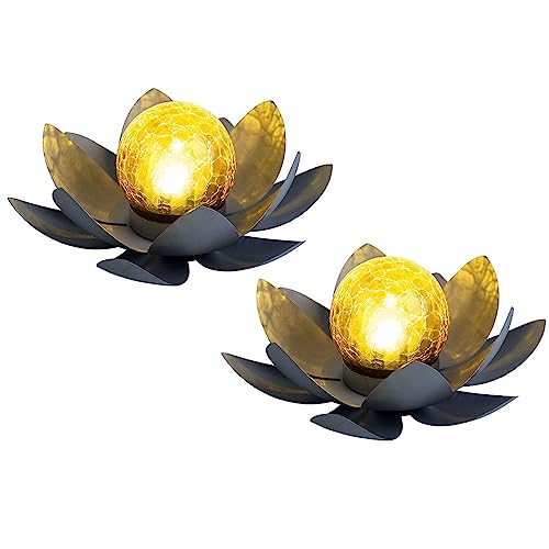 2er Set LED Solar Außen Lampen Lotus Blumen Garten Beleuchtung Seerosen Design Leuchten 25 cm von GLOBO