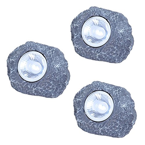 3er Set LED Solar Außenleuchte Stein grau Garten Dekoleuchte Gartenlampe Außendekoration 3er Set LED Solar Außenleuchte Stein grau Garten Dekoleuchte Gartenlampe Außendekoration von GLOBO
