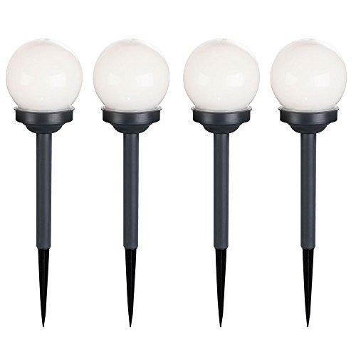 4er Set LED Solar Kugel Steck Leuchten Außen Beleuchtung Balkon Garten Deko Erdspieß Lampen weiß von GLOBO