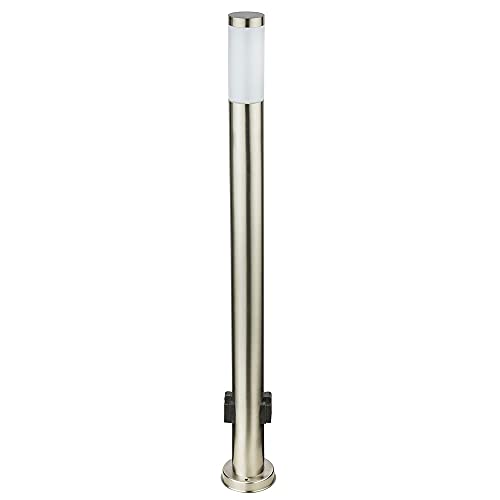 Aussenlampe mit Steckdosen Außensteckdose mit Licht Garten Aussensteckdose Edelstahl, App Steuerung dimmbar, 1x Smart RGB LED 5W 2700-6400K, DxH 7,6x110 cm von GLOBO