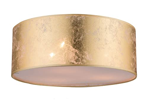 Deckenleuchte AMY Ø 40cm mit 3 kerzenförmigen LEDs, Stoffschirm goldfarbig mit Acrylabdeckung, Globo Lighting Deckenleuchte AMY Ø 40cm mit 3 kerzenförmigen LEDs, Stoffschirm goldfarbig mit Acrylabdeckung, Globo Lighting von GLOBO