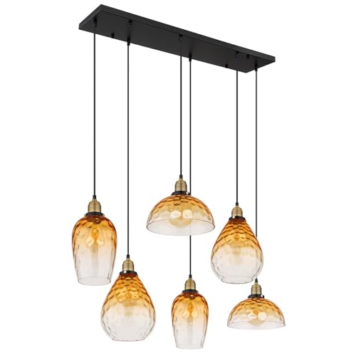 Esszimmerlampe Hängeleuchte Pendelleuchte Deckenleuchte Glas Amber 6-Flammig von GLOBO