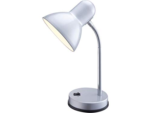Funktionale Schreibtischlampe / Tischleuchte BASIC Silber mit LED, Flexrohr von GLOBO