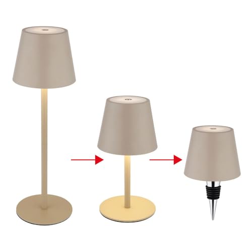 GLOBO Außenleuchte Tischlampe Akku Tischleuchte Touchdimmer Flaschenaufsatz CCT, sand, USB-C, LED 3W 200Lm warm-kaltweiß, DxH 11,5x36 cm von GLOBO