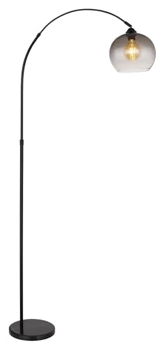 GLOBO Bogenstehleuchte - 92 x 196 cm - Rauchfarben - Schwarz - Glas - Marmor - Metall - 1-flammig von GLOBO