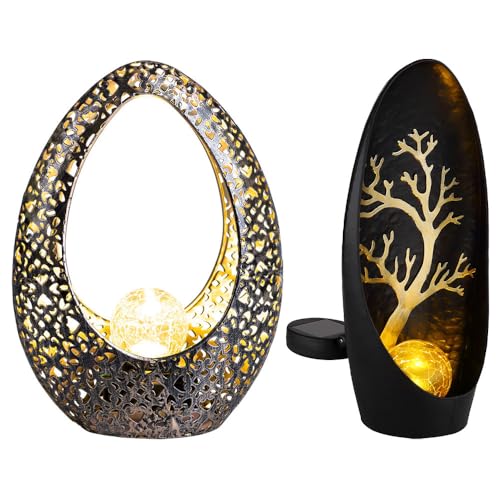 GLOBO Gartendeko Orientalische Solarlampen für Außen Baum Balkon Deko Dekorstanzungen schwarz Glaskugel Bronze Gold, LED warmweiß, 2er Set GLOBO Gartendeko Orientalische Solarlampen für Außen Baum Balkon Deko Dekorstanzungen schwarz Glaskugel Bronze Gold, LED warmweiß, 2er Set von GLOBO