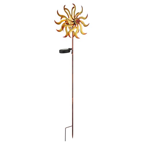 GLOBO Gartendeko Windrad LED Solarleuchte Gold Terrassenlampe Außenleuchte mit Erdspieß, Metall Gold, Bruchglas, warmweiß, LxH 22x 92 cm GLOBO Gartendeko Windrad LED Solarleuchte Gold Terrassenlampe Außenleuchte mit Erdspieß, Metall Gold, Bruchglas, warmweiß, LxH 22x 92 cm von GLOBO