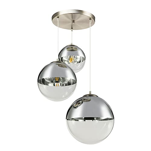 GLOBO Hänge Leuchte Kugeln transparent Glas Nickel matt Chrom Wohn Zimmer Beleuchtung Lampe 15851-3 GLOBO Hänge Leuchte Kugeln transparent Glas Nickel matt Chrom Wohn Zimmer Beleuchtung Lampe 15851-3 von GLOBO