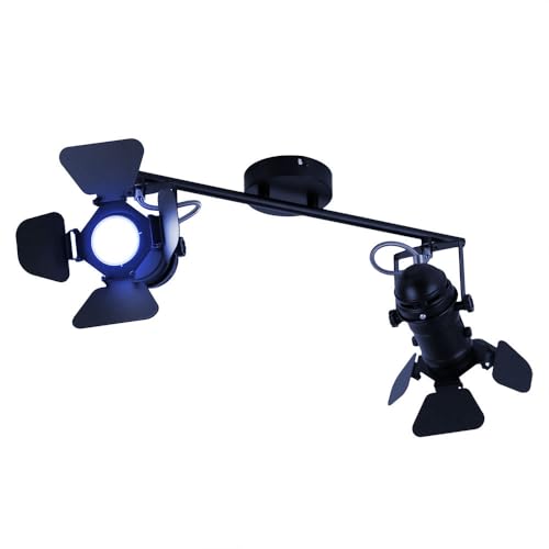 GLOBO LED Deckenstrahler Filmstrahler Deckenlampe schwenkbar Deckenleuchte dimmbar mit Fernbedienung, RGB Farbwechsel 2x 4,8W 2x 420 lm warmweiß, L 54 cm von GLOBO