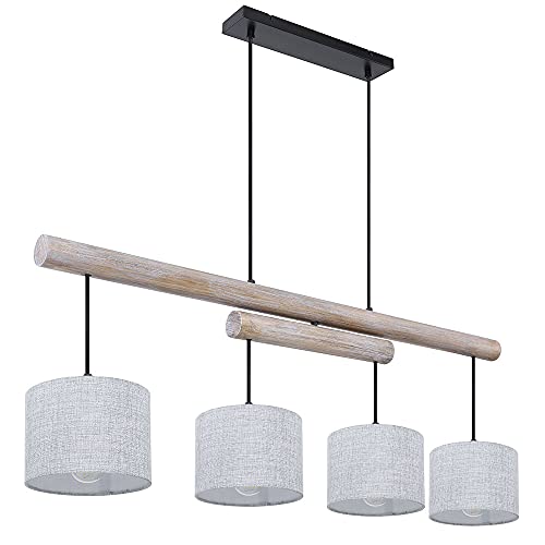 GLOBO LED Pendelleuchte höhenverstellbar Esszimmerlampe Textil Hängelampe grau, Holz rustikal, Metall schwarz, 4x9W 4x 810 lm warmweiß, LxBxH 113x18x120 cm GLOBO LED Pendelleuchte höhenverstellbar Esszimmerlampe Textil Hängelampe grau, Holz rustikal, Metall schwarz, 4x9W 4x 810 lm warmweiß, LxBxH 113x18x120 cm von GLOBO