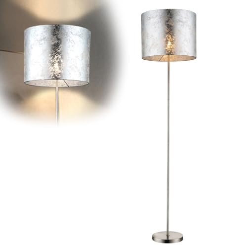 GLOBO LED Stehleuchte Textil Wohnzimmer Standleuchte silber-metallic Wohnzimmerlampe stehend, mit Schalter aus Nickel-matt, 1x E27 LED warmweiß, DxH 40 x 160 cm GLOBO LED Stehleuchte Textil Wohnzimmer Standleuchte silber-metallic Wohnzimmerlampe stehend, mit Schalter aus Nickel-matt, 1x E27 LED warmweiß, DxH 40 x 160 cm von GLOBO