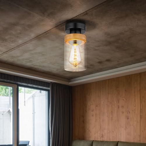 GLOBO LIGHTING Deckenleuchte Flurlampe Wohnzimmerleuchte Metall Schwarz Holz-Dunkelgrau von GLOBO