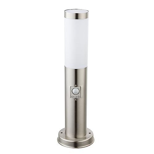 GLOBO LED Außenleuchte Sockellampe Edelstahl silber Gartenleuchte Bewegungsmelder Wegelampe Terrassenleuchte Stehlampe, 11W 1055lm 3000K, DxH 7,8x45 von GLOBO