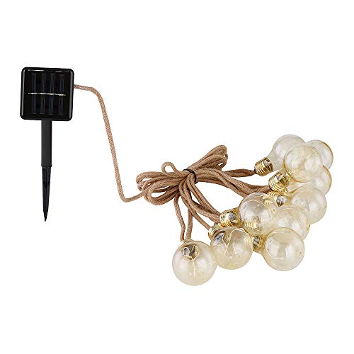 LED Solar Lichterkette Aussen 10x Glühbirnen Lichterkette Außen Solar Balkon Deko, Hanfseil, LED 3 Watt warmweiß, L 570 cm, Garten von GLOBO