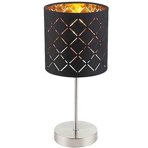 GLOBO LIGHTING LED Tischlampe schwarz-gold Tischleuchte Nickel matt Textil orientalisch, 1x E14 LED warmweiß, Höhe x Breite 15 x 35 cm, Wohnzimmer Schlafzimmer von GLOBO