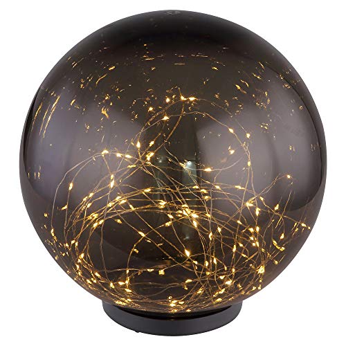 GLOBO LIGHTING Solarleuchte Gartenlampe Kugelleuchte rauch LED Außenleuchte Solarkugel, mit Erdspieß, rauch, 50x LED 0,06 Watt warmweiß, DxH 30x40 cm von GLOBO