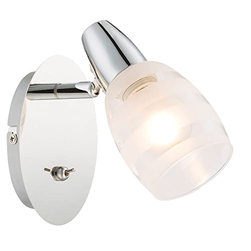 GLOBO Wandlampe mit Schalter Spotleuchte beweglich kleine Wandlampe, Metall Glas satiniert verchromt, 1x E14 Fassung, HxBxÜ 16,5x9x16 cm GLOBO Wandlampe mit Schalter Spotleuchte beweglich kleine Wandlampe, Metall Glas satiniert verchromt, 1x E14 Fassung, HxBxÜ 16,5x9x16 cm von GLOBO