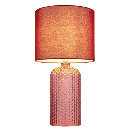 GLOBO Nachttischlampe rot Glas Tischleuchte Wohnzimmerlampe Textil Tischlampe Leseleuchte, 1x E27, DxH 26,5 x 50 cm GLOBO Nachttischlampe rot Glas Tischleuchte Wohnzimmerlampe Textil Tischlampe Leseleuchte, 1x E27, DxH 26,5 x 50 cm von GLOBO