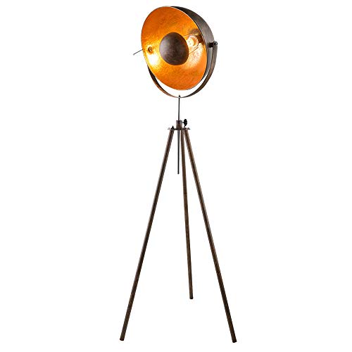 GLOBO Retro Steh Lampe Wohn Zimmer Schein Werfer Spot Leuchte gold rost Strahler Höhe verstellbar 58307 von GLOBO