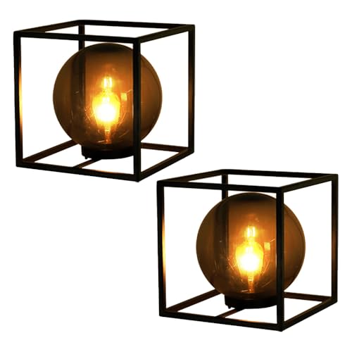 GLOBO Solarleuchte Kugel Außenleuchte Rauch Gartenleuchte Solarlampe, Würfel, Nickel antik, LED warmweiß, LxBxH 30x30x30 cm, 2er Set von GLOBO