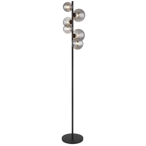 GLOBO Stehlampe Wohnzimmer Stehleuchte 6 Kugeln Rauchglas Modern Schwarz 56133-6S von GLOBO