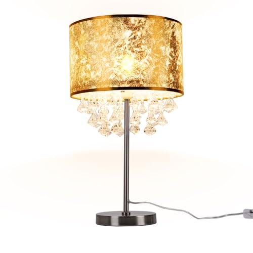GLOBO Tisch Lampe Stoff Nacht Licht Blatt Gold Design Kristalle Steh Leuchte im Set inklusive LED Leuchtmittel GLOBO Tisch Lampe Stoff Nacht Licht Blatt Gold Design Kristalle Steh Leuchte im Set inklusive LED Leuchtmittel von GLOBO