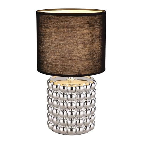 GLOBO Tischlampe Schlafzimmerleuchte Nachttischlampe Keramik Textil Chrom Schwarz von GLOBO