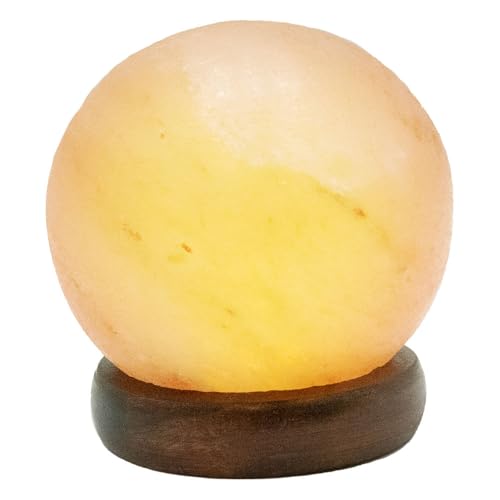 GLOBO Tischleuchte Salzkristall Salzkristalllampe Holzsockel Tischlampe Holz Salzstein Dekoleuchte, USB, LED 5W, DxH 8,9x10,2 cm von GLOBO