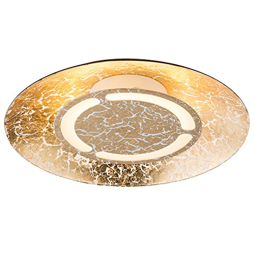 Globo 12 Watt LED Decken Beleuchtung weiß patiniert Wohn Ess Zimmer Beleuchtung goldfärbig 41900-12 von GLOBO