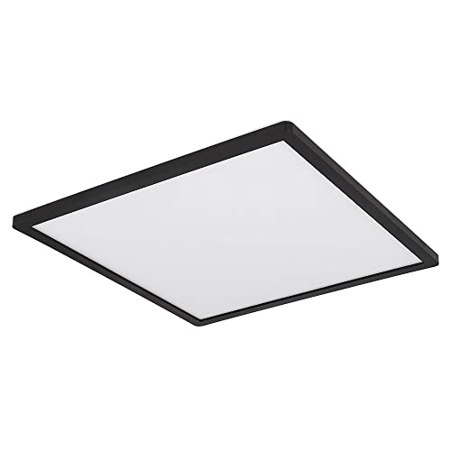 Globo Badezimmer Lampe LED Deckenleuchte Deckenlampe IP44 LED Panel, dimmbar 3 Stufen über Wandschalter, Backlight, schwarz, 24W 2300Lm warmweiß, LxH 42x2,5 cm von Globo