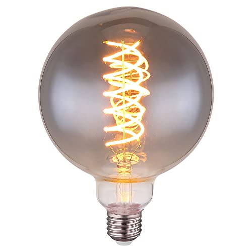 Globo LED Lampe Leuchtmittel Filament 8 Watt warmweiß 2000 Kelvin 280 Lumen E27 Fassung Glas rauchfarben dimmbar, DxH 12,5x17,7cm von Globo