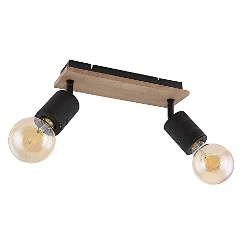 GLOBO Spotleuchte Wohnzimmerlampe Deckenleuchte 2 flammig Spots beweglich Holzoptik, Metall schwarz, 2x E27 Fassungen, LxBxH 31x10x18 cm GLOBO Spotleuchte Wohnzimmerlampe Deckenleuchte 2 flammig Spots beweglich Holzoptik, Metall schwarz, 2x E27 Fassungen, LxBxH 31x10x18 cm von GLOBO