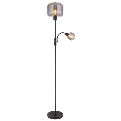 Globo Stehlampe Rauchglas Stehleuchte Wohnzimmerlampe Leseleuchte Flexo, Metall Glas schwarz, Licht getrennt schaltbar, 1x E14 1x E27, H 165 cm Globo Stehlampe Rauchglas Stehleuchte Wohnzimmerlampe Leseleuchte Flexo, Metall Glas schwarz, Licht getrennt schaltbar, 1x E14 1x E27, H 165 cm von GLOBO