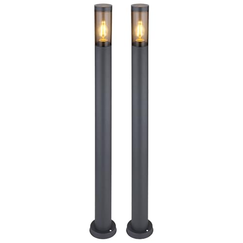 GLOBO Stehlampe Wegeleuchte Pollerleuchte außen Gartenlampen anthrazit IP44 Standleuchte Terrasse, Edelstahl rauchfarben, 1x E27 Fassung, DxH 12,7x110cm, 2er Set GLOBO Stehlampe Wegeleuchte Pollerleuchte außen Gartenlampen anthrazit IP44 Standleuchte Terrasse, Edelstahl rauchfarben, 1x E27 Fassung, DxH 12,7x110cm, 2er Set von GLOBO