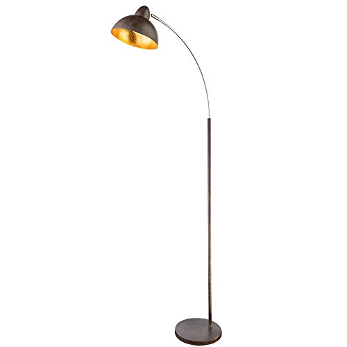 GLOBO Stehleuchte rostfarben Retro Wohnzimmerleuchte stehend gold Stehlampe Bogenleuchte rost gold, Fernbedienung dimmbar, RGB LED 8,5W 806Lm warmweiß, H 155 cm von GLOBO