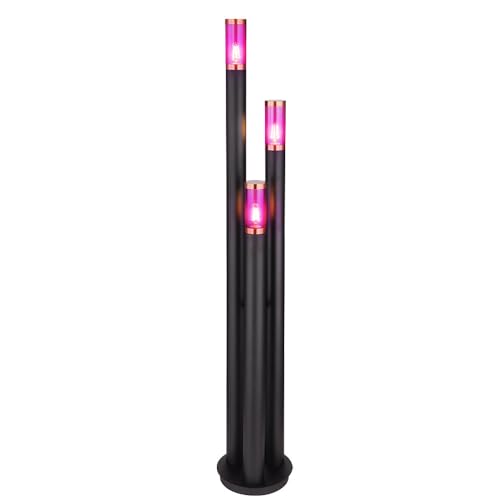 GLOBO Wegeleuchten Außen Edelstahl Außenlampe Standleuchte Gartenleuchte schwarz, Kupfer rauchfarben, Fernbedienung dimmbar, 3x RGB LED 8,5W 806Lm, DxH 28 x 170 cm von GLOBO