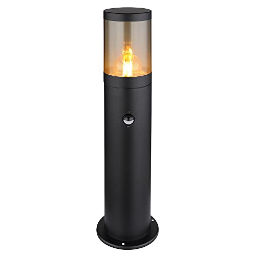 LED Sockelleuchte Außen Stehlampe Bewegungsmelder Außenleuchte Edelstahl, Spritzwasserfest Garten, schwarz rauchfarben, 1x E27 Filament LED warmweiß, DxHxB 14x50x10,2cm LED Sockelleuchte Außen Stehlampe Bewegungsmelder Außenleuchte Edelstahl, Spritzwasserfest Garten, schwarz rauchfarben, 1x E27 Filament LED warmweiß, DxHxB 14x50x10,2cm von GLOBO