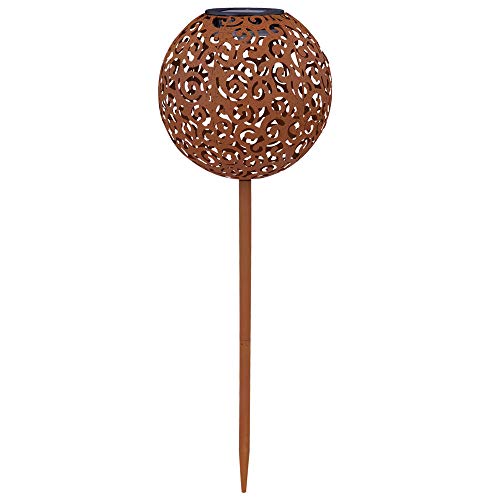 LED Solar Steck Strahler Kugel Design Außen Leuchte Garten Erdspieß Deko Lampe rost Silber antik, Farbe:rostfarben von GLOBO