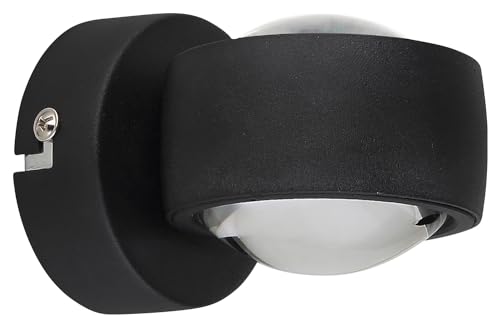 LED-Wandleuchte - 7,5 x 10 cm - Schwarz matt - Transparent - Glas - Metall von GLOBO