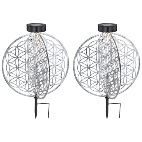 Solar Kugel Antik Gartenlampe Solar orientalisch Solarleuchte Garten Silber, Lichteffekt Muster Lebensblume, 1x LED warmweiß, DxH 30 x 41 cm, 2er Set Solar Kugel Antik Gartenlampe Solar orientalisch Solarleuchte Garten Silber, Lichteffekt Muster Lebensblume, 1x LED warmweiß, DxH 30 x 41 cm, 2er Set von GLOBO