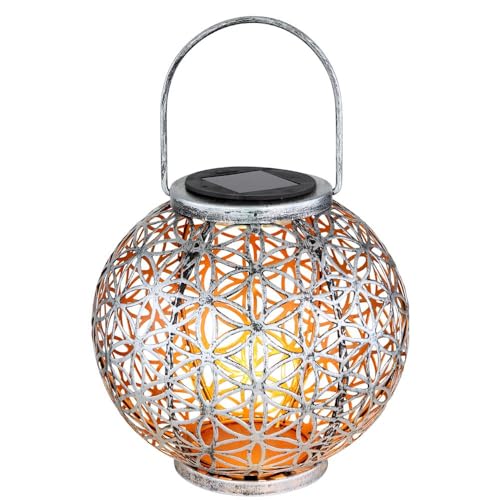 Solar Lampe Outdoor Solarleuchte orientalisch LED Solar Laterne Außen, Lichteffekt Lebensblume, 1x LED warmweiß, DxH 20x29 cm, Terrasse Garten von GLOBO