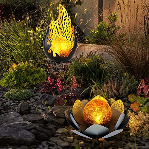 Solarleuchte Flammen Design Außen Solarblume Aussen Lotusblume Solar Crackle Glas, grau, LED Leuchtmittel, 1x Lotusblume 1x Flammen Design, 2er Set Solarleuchte Flammen Design Außen Solarblume Aussen Lotusblume Solar Crackle Glas, grau, LED Leuchtmittel, 1x Lotusblume 1x Flammen Design, 2er Set von GLOBO