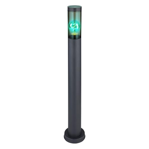 Standleuchte Edelstahl Sockelleuchte rauch anthrazit Außen Garten Stehlampe, Fernbedienung dimmbar, 1x RGB LED 8,5W 806Lm warmweiß, DxH 7,6x80 cm von GLOBO