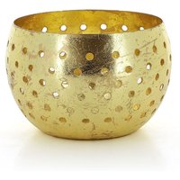 Großes Windlicht Dots Gold Aus Eisenblech, Fair Trade Indien von GLOBOFairTrade