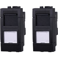 Gloca - 2er-Set, schwarze Netzwerk-Datenstecker RJ45 CAT6, kompatibel mit Living Series von GLOCA
