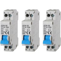 Satz mit 3 automatischen magnetothermischen Schaltern 1P+N 20A 220V 4,5KA 1 din C20 Modul von GLOCA