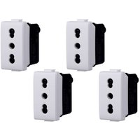 Gloca - Set mit 4 bivalenten 2P+T 16A Zwei-Durchgangs-Steckdosen, kompatibel mit der Matix-Serie von GLOCA